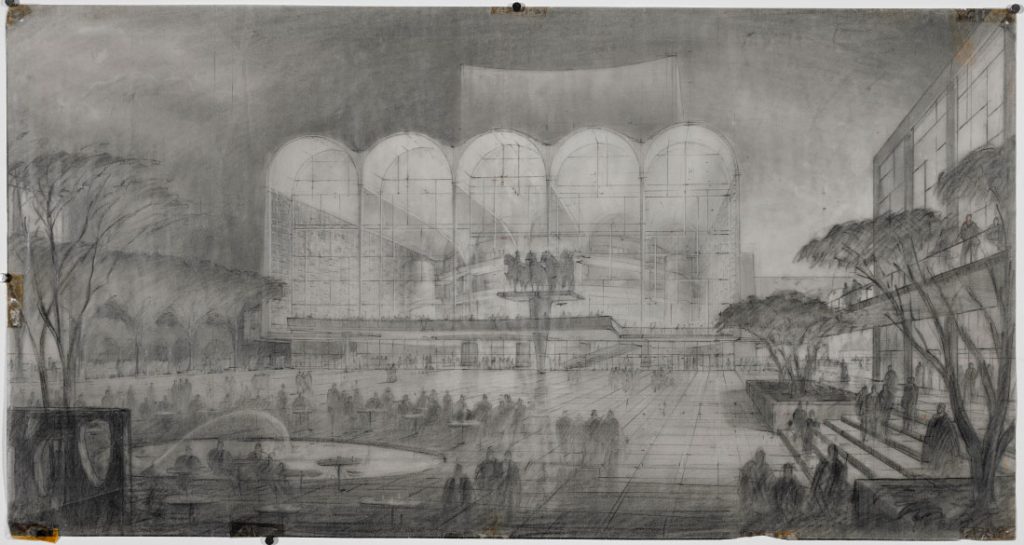 Hugh Ferriss. Lincoln Center for the Performing Arts. Center of the Center, 1958.