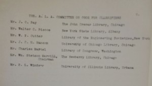 Complete list of Code for Classifiers Committee as of May 1914: Union Theological Seminary Archives, Series 2, UTS Records, Burke Library at Union Theological Seminary, Columbia University in the City of New York.