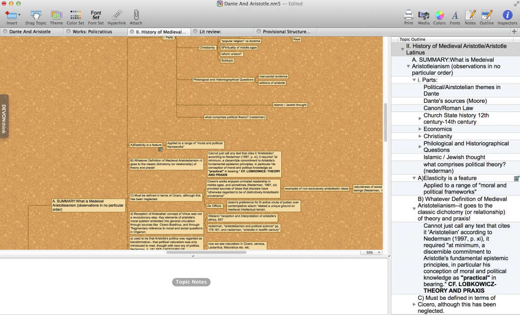 Using OPML based outlining in Novamind Pro