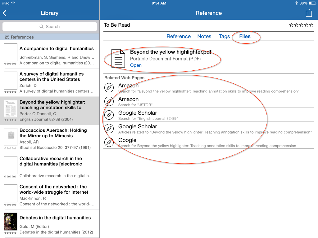 iOS Sente Reference File Tab