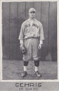 Lou Gehrig in Columbia baseball uniform, 1923