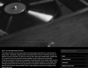 Screenshot of the Time-Based Media Initiative landing page at the Columbia Digital Library Collections site