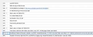 View of the editing interface in OCLC Connexion for the authority record for Jane Abell